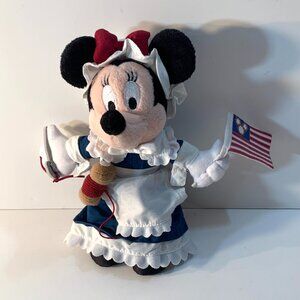 Walt Disney World Minnie Mouse Epcot American Adventure Colonial Beanie Plush